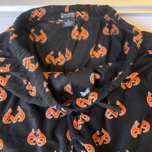 Realtree Women Fleece Pants size XL Black & Orange Casual Stretchy Elastic Waist - Picture 9 of 10